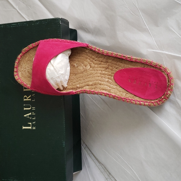 Ralph Lauren NEW Womens Suede Leather Mule Slide Espadrille SlipOn Arch Support - Picture 4 of 12